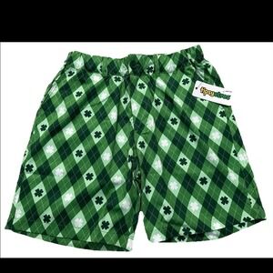 Tipsy Elves Mens Argyle Shamrock Shorts Green Festive Size Large  NWT